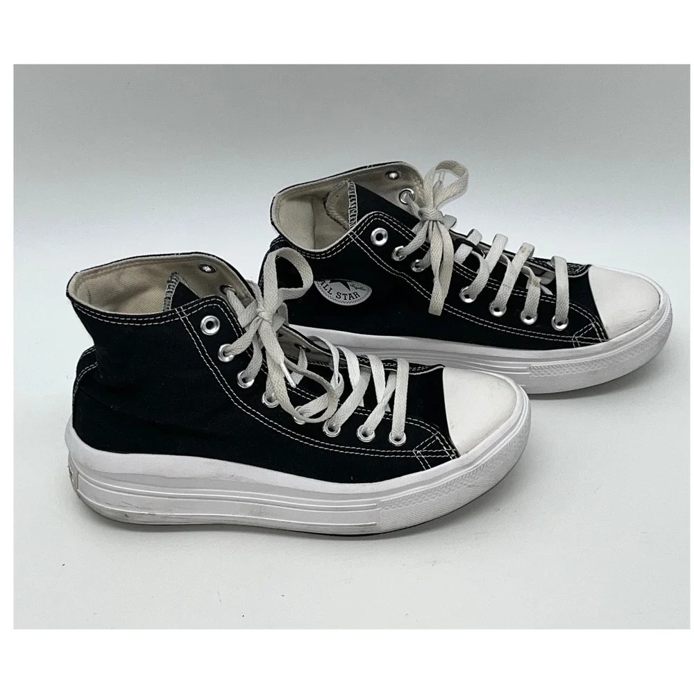 Converse All Star Move Platform High Top Sneakers Black White‎ Women's 10
